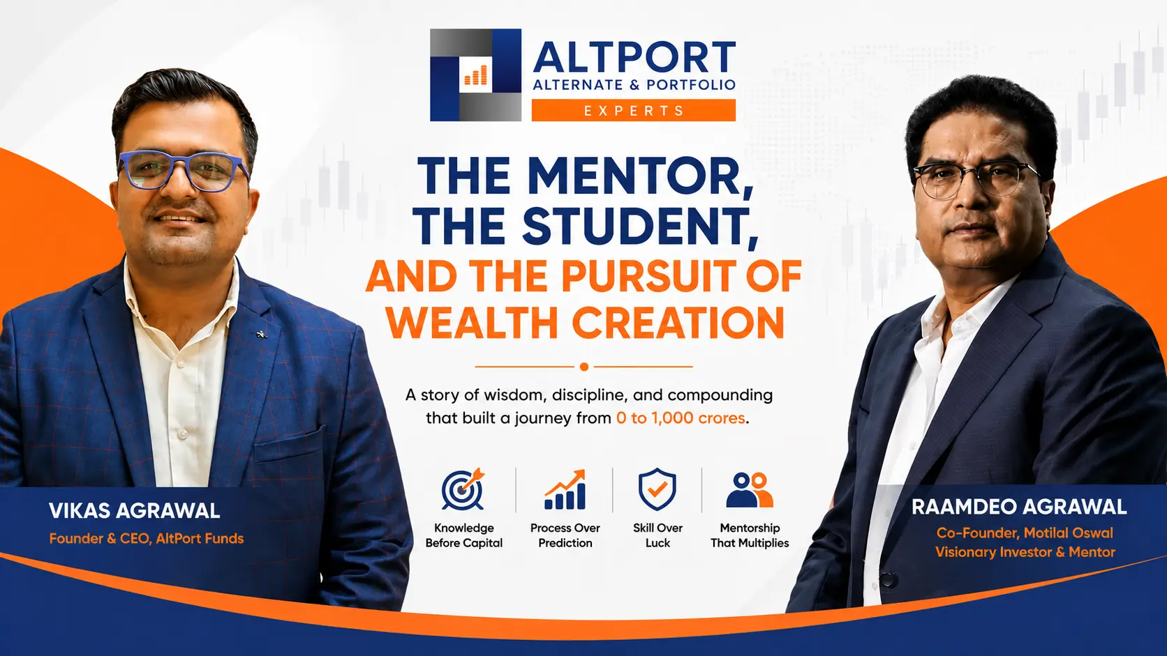 Mentor and student wealth creation journey highlighting wisdom, discipline, compounding, and long-term investment learning.