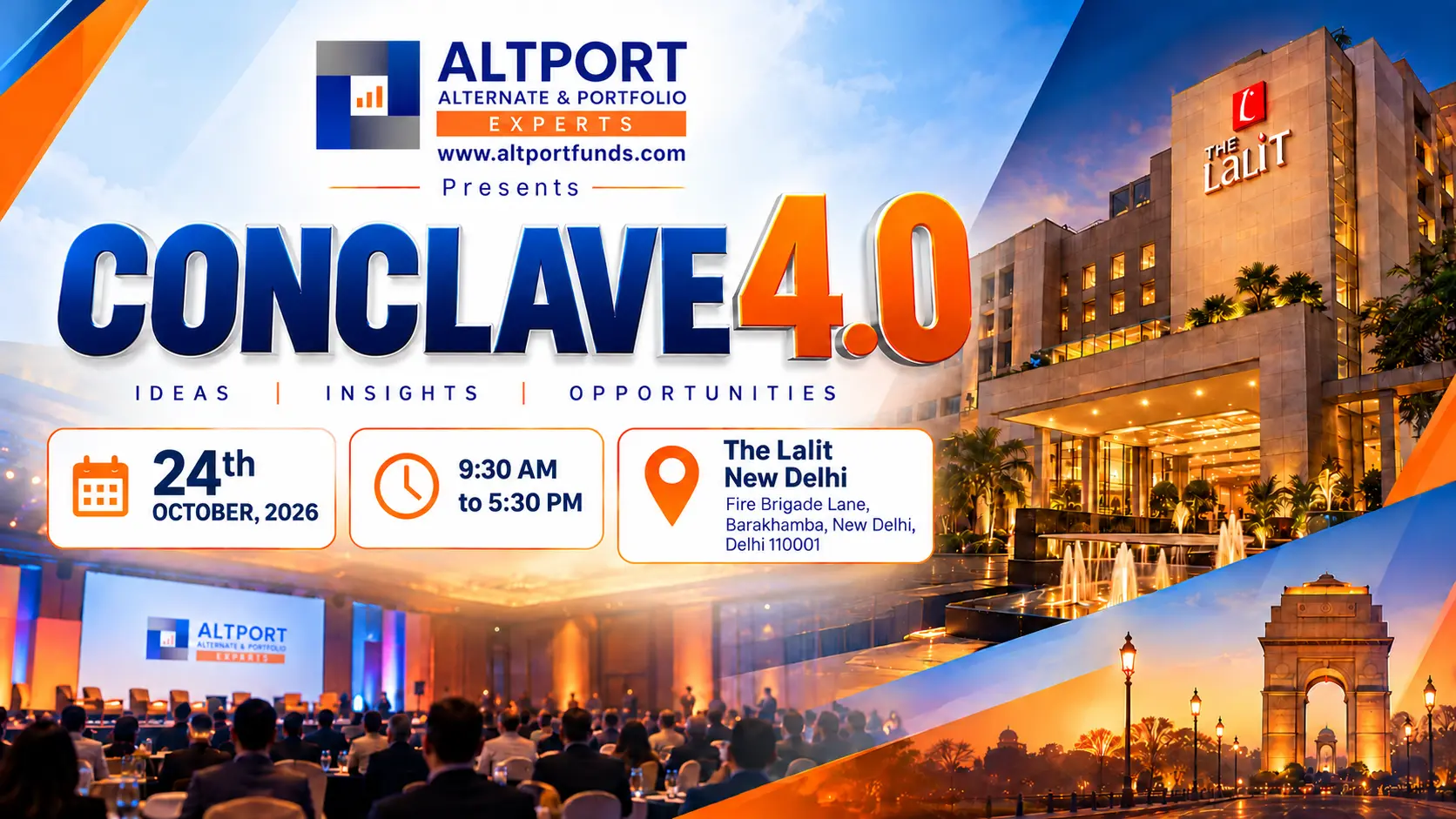 ALTPORT Conclave 4.0, Delhi, 24 October 2026, with speakers Achin Goel, Rajesh Singla, Ajay Modi, Gurmeet Chadha, CA Anuj Jain, Ankush Jain and host Vikas Agrawal