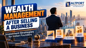 Indian business founder reviewing a post-exit wealth management plan